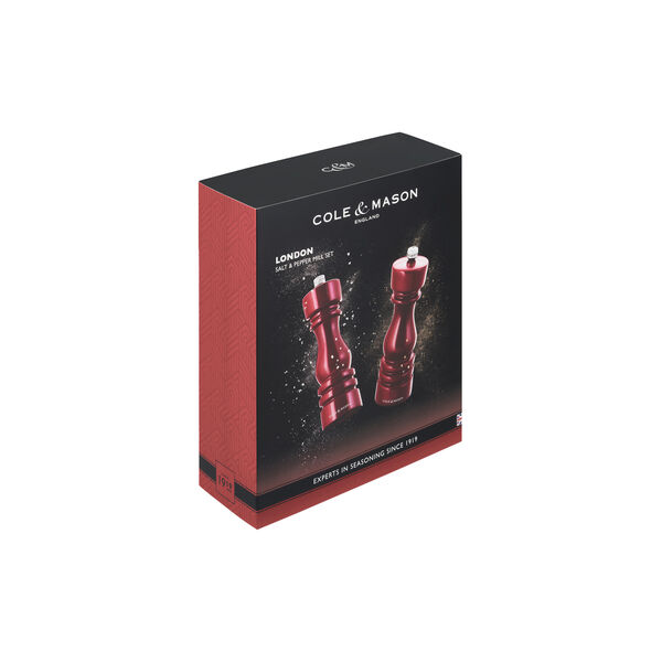 London Salt and pepper mill set, red, Cole & Mason