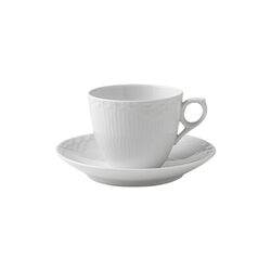 White Fluted Half Lace Cup with Saucer, Royal Copenhagen