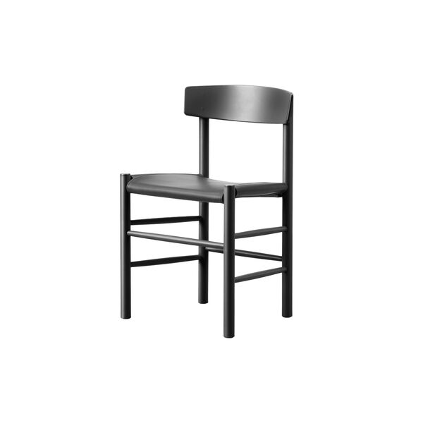 J39 Mogensen Chair with Seat Upholstery, black lacquered beech/Omni 301 black, Fredericia Furniture