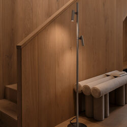 Makoto Floor Lamp, satin chrome, Design For The People