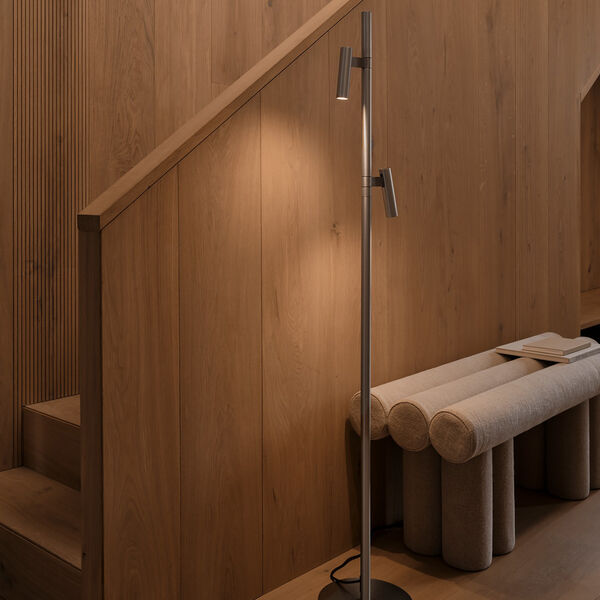 Makoto Floor Lamp, satin chrome, Design For The People