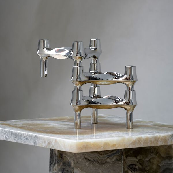 STOFF Nagel BMF candle holder 3 pcs, chrome, STOFF Nagel