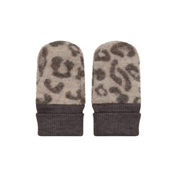 Mittens Wool Fleece 2-layer , camel melange, HUTTEliHUT