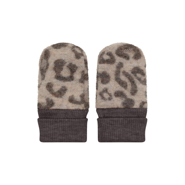 Mittens Wool Fleece 2-layer , camel melange, HUTTEliHUT