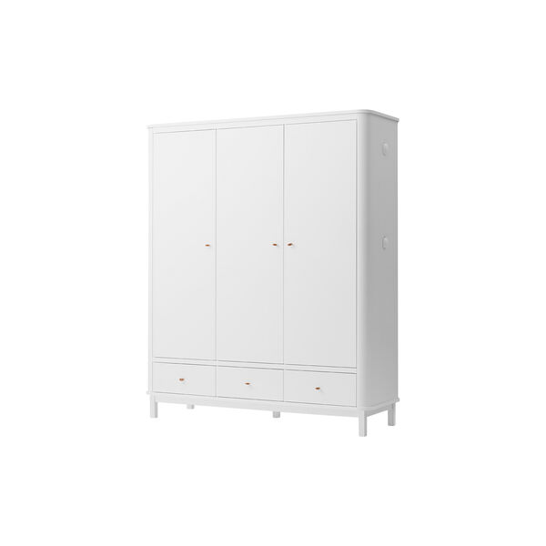 Wood Wardrobe 3 Doors, white, Oliver Furniture