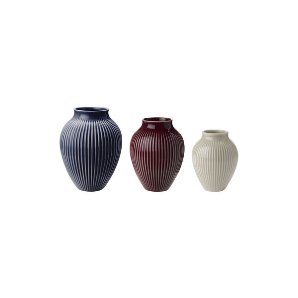 Knabstrup mini vase ripple 3 Pcs, berry, sand, blue Knabstrup mini vase ripple 3 Pcs, berry, sand, blue, Knabstrup Keramik