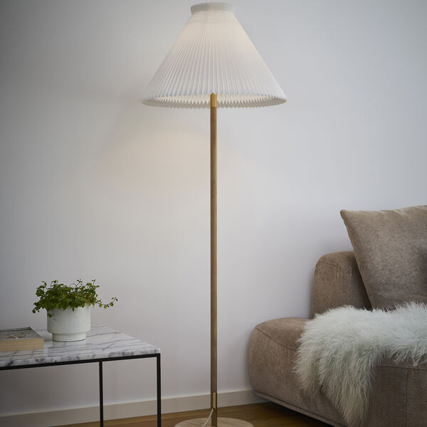 Le Klint 328 Floor Lamp with Paper Shade, soap treated oak, LE KLINT