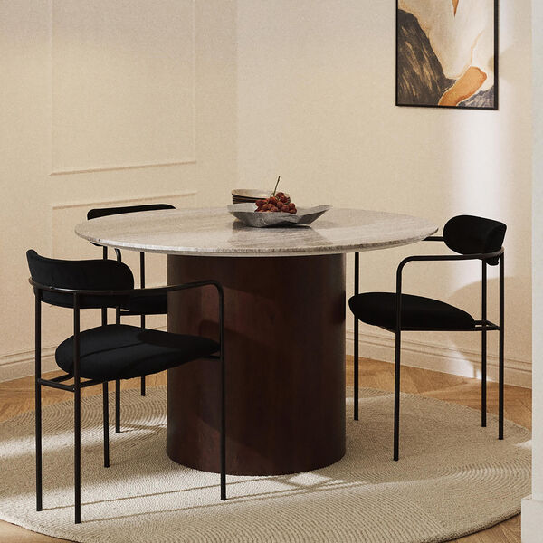 Abby Dining Table, light beige/dark wood, Westwing Collection
