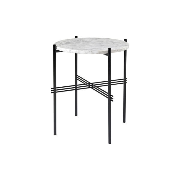 TS Side Table Round, white carrara marble/black, GUBI