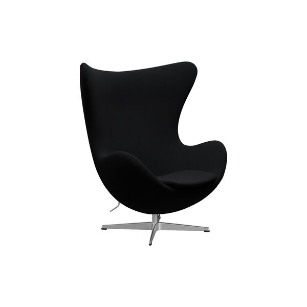 Egg&trade; 3316 Lounge Chair, Christianshavn 1175 black uni/satin brushed aluminium, Fritz Hansen