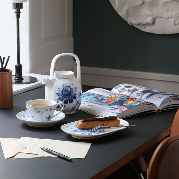 Blue Fluted Plain Cup with Saucer 28 cl, Royal Copenhagen