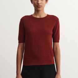 Pointelle Tee, cranberry, FUB