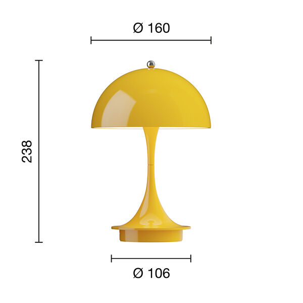 Panthella 160 Portable Table Lamp, opaque yellow, Louis Poulsen
