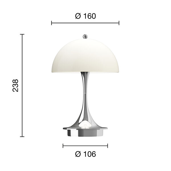 Panthella 160 Portable Table Lamp, chrome opal beige Panthella 160 Portable Table Lamp, chrome opal beige, Louis Poulsen