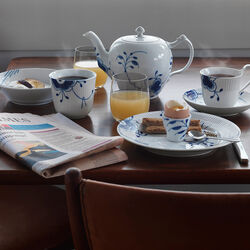 Blue Fluted Mega High Handle Cup with Saucer 24 cl, Royal Copenhagen