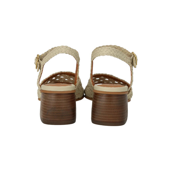 Hand-braided sandal with sculptural heel, buttermilk, ANGULUS