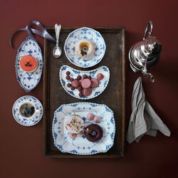 Blue Fluted Full Lace Square Cake Dish 26 cm, Royal Copenhagen