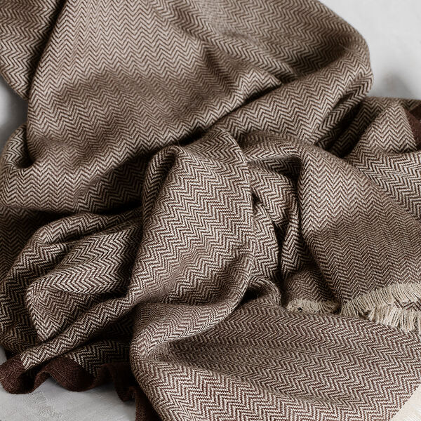 Herringbone Throw, chocolate/beige, ELVANG