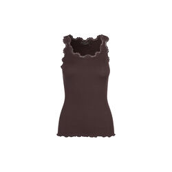 Silk Top w/ Lace , black brown, Rosemunde