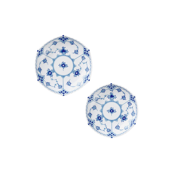 Blue Fluted Full Lace Shallow Bowls 2 pcs, Royal Copenhagen