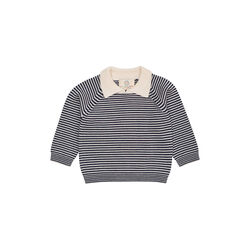 Merino Striped Blouse w. Collar, cream/navy stripe, Copenhagen Colors Organics