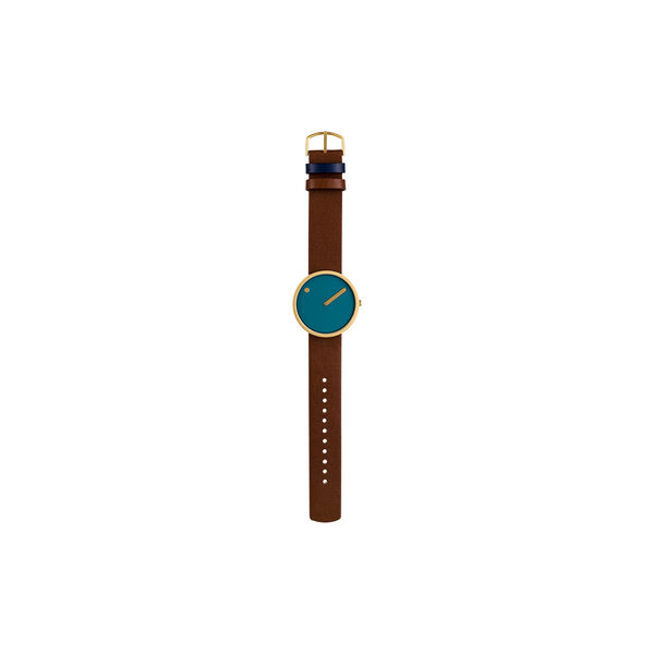PICTO Wrist Watch, dusty blue/matt gold/chocolate brown PICTO Wrist Watch, dusty blue/matt gold/chocolate brown, Picto