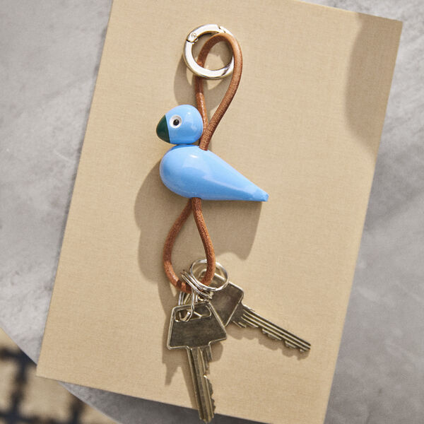 Bird Keychain with Natural Leather, blue, Kay Bojesen Denmark