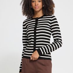 IHLULS Cardigan, black cloud dancer small strip, ICHI