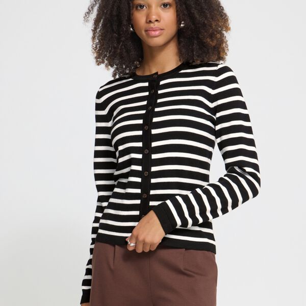 IHLULS Cardigan, black cloud dancer small strip, ICHI