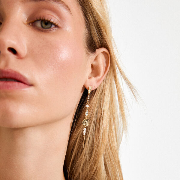 FIRE earrings, gold plated, Pilgrim