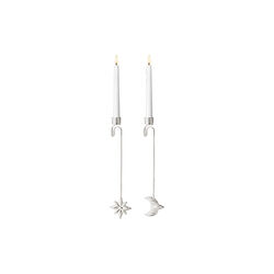 2024 Christmas Candleholder Star & Moon, silver, Georg Jensen