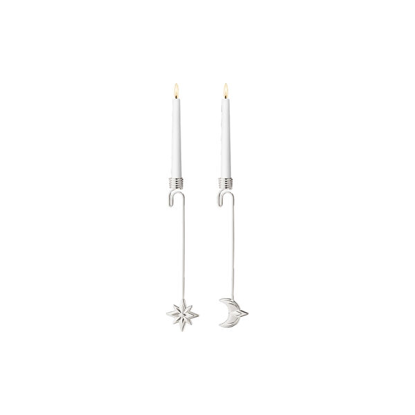 2024 Christmas Candleholder Star & Moon, silver, Georg Jensen