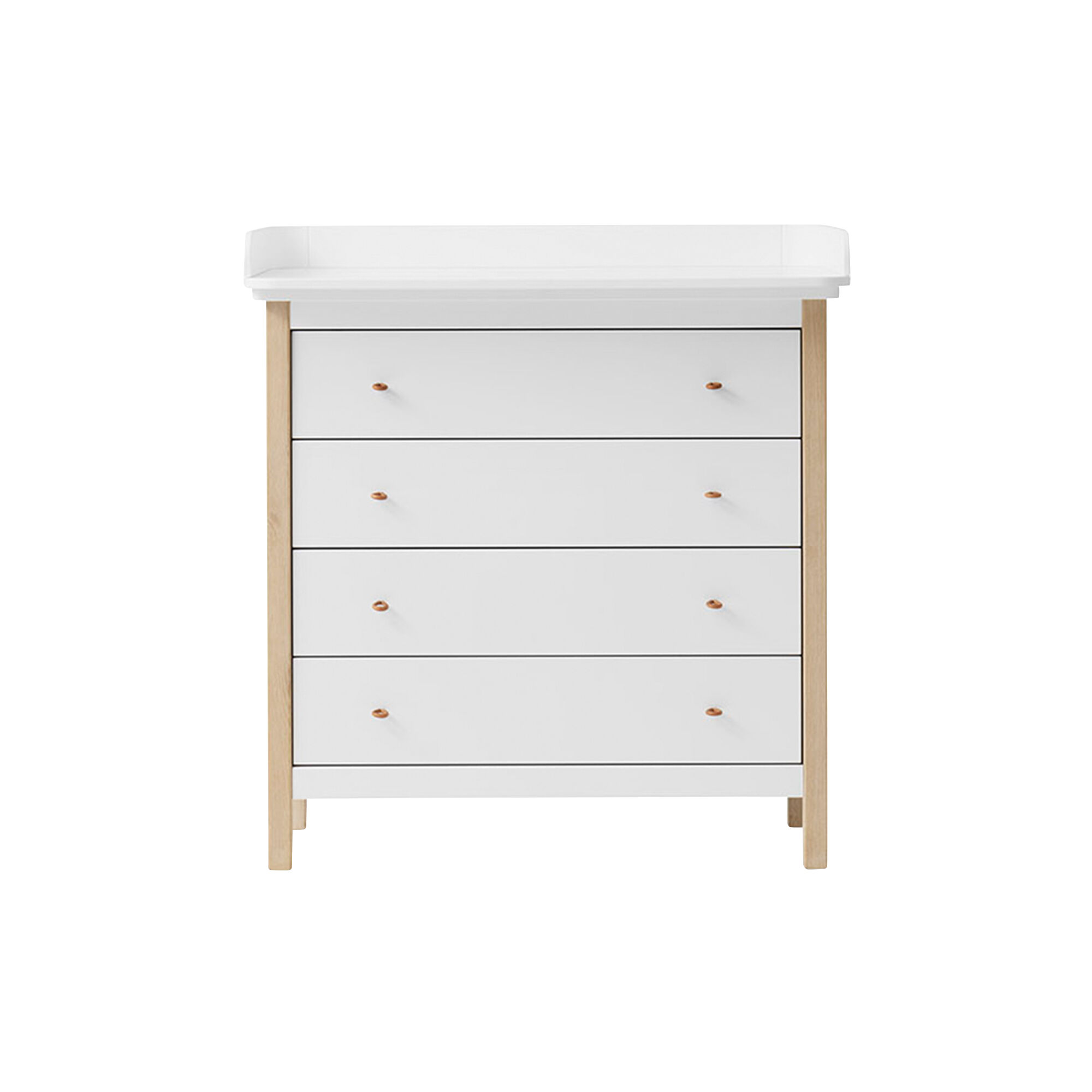 Wood Nursery Dresser 4 Drawers white oak