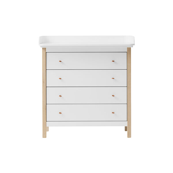 Wood Nursery Dresser 4 Drawers, white/oak Wood Nursery Dresser 4 Drawers, white/oak, Oliver Furniture