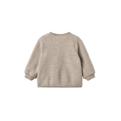 Wool Fleece Cardigan Kari, khaki melange, Wheat