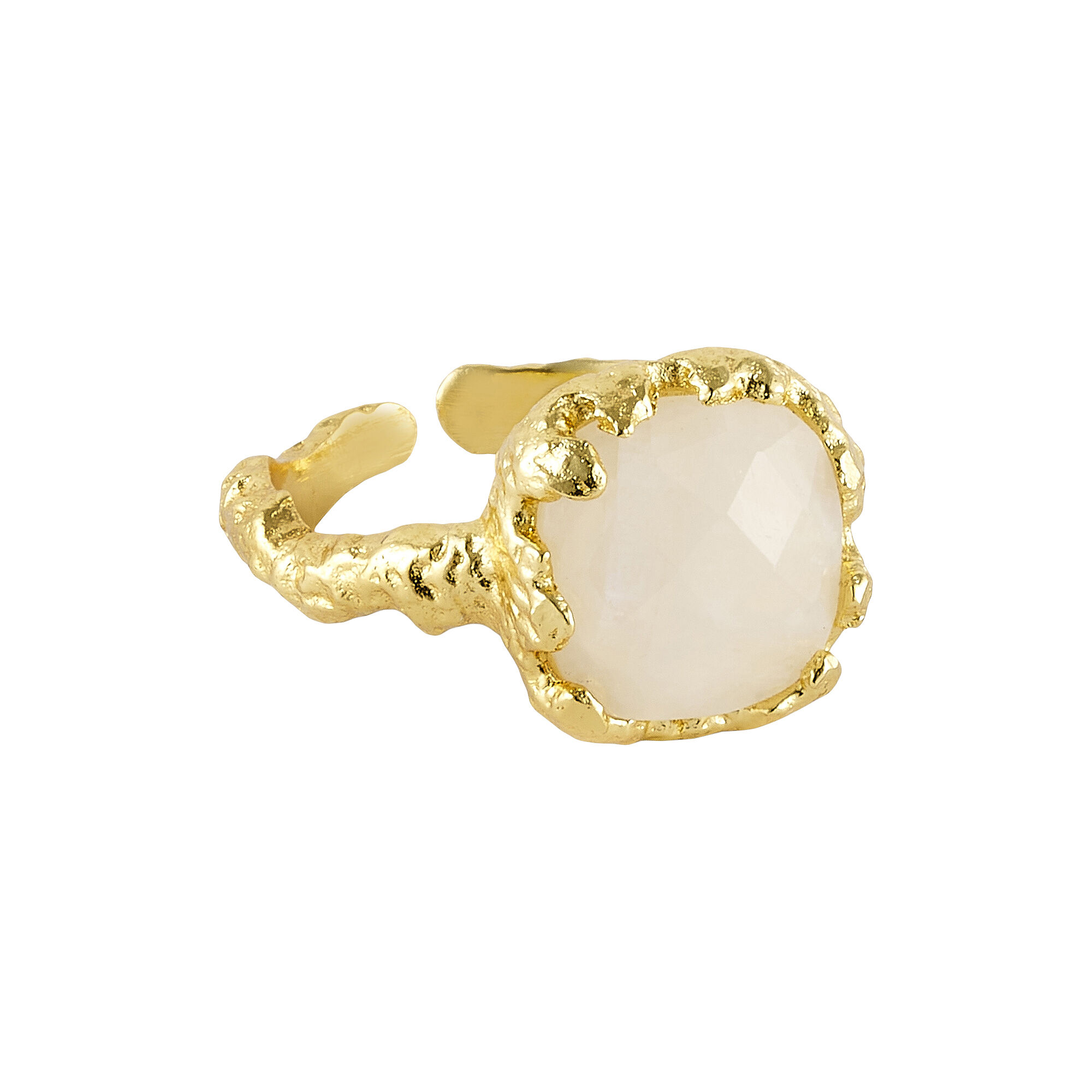 Ring with Natural Stone rainbow moonstone