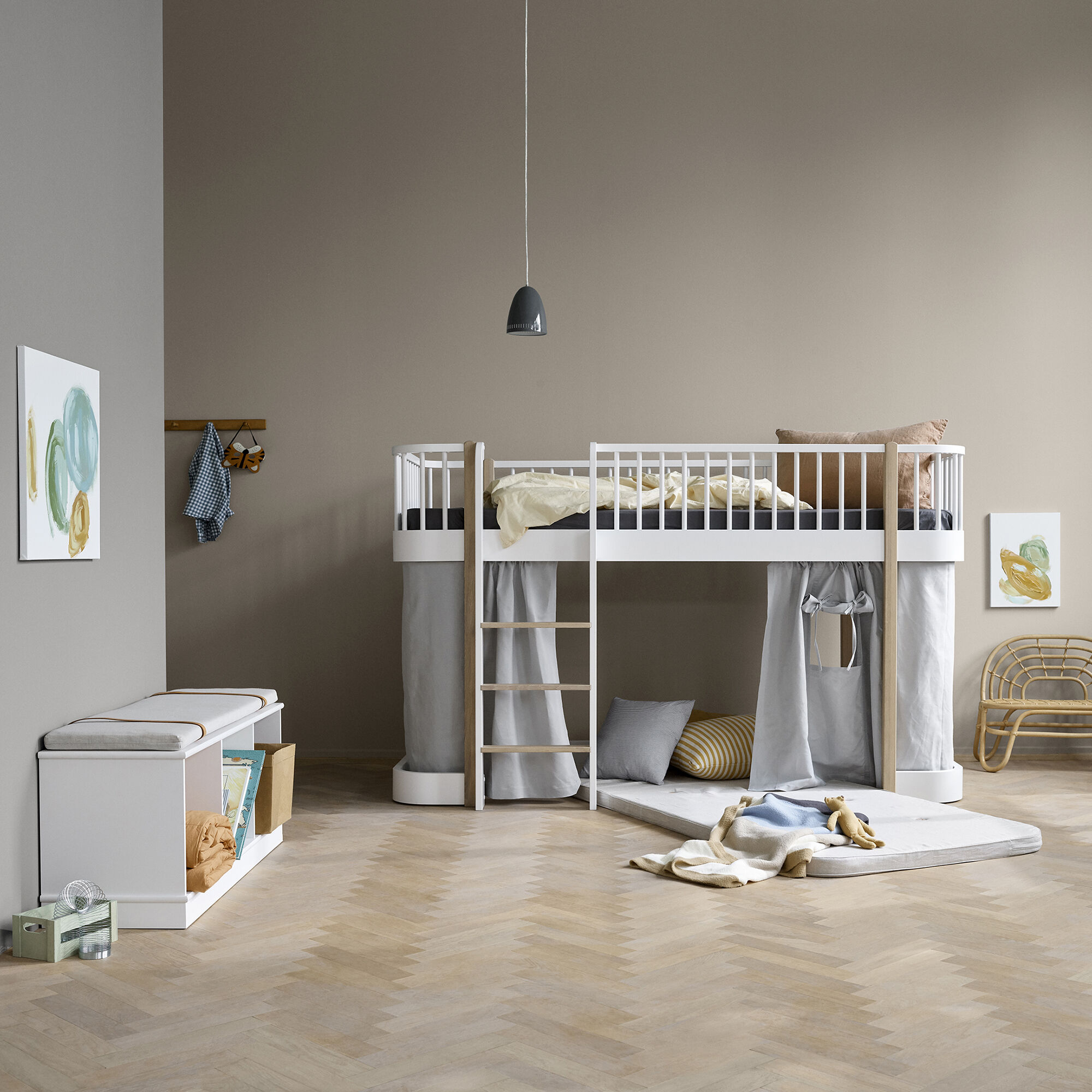 White low loft bed top