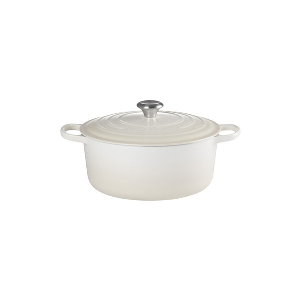 Signature round cast iron pot &Oslash; 28 cm, meringue, Le Creuset