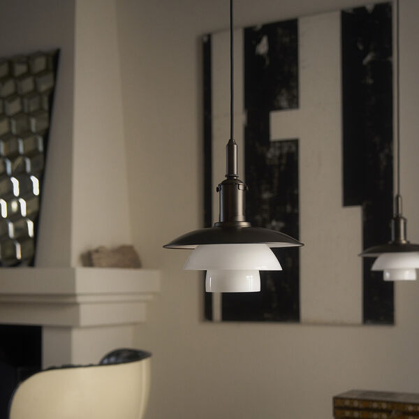 PH 3/3 Pendant, aged brass/opal glass, Louis Poulsen