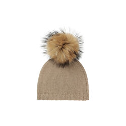 Cashmere Hat with Pom Pom, bear mélange, VER de TERRE