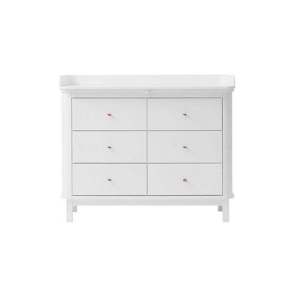 Wood Nursery Dresser 6 Drawers with Large Top, white, Oliver Furniture