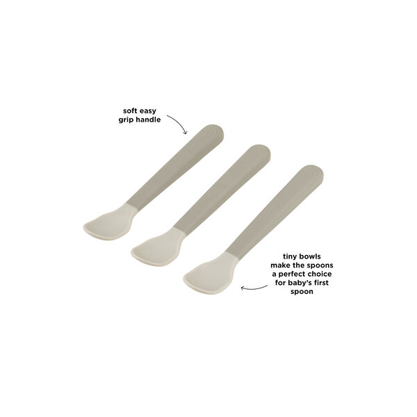 Foodie Easy-grip Baby Spoon 3-pack, sand, Done by Deer
