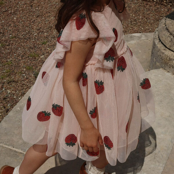 Yvonne Frill Dress, strawberry Yvonne Frill Dress, strawberry, Konges Sløjd