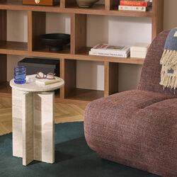 Marisa Side Table, travertine beige, Westwing Collection