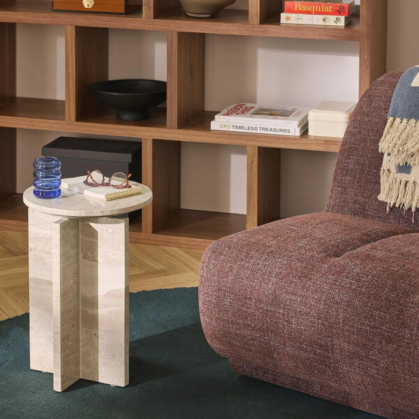 Marisa Side Table, travertine beige, Westwing Collection