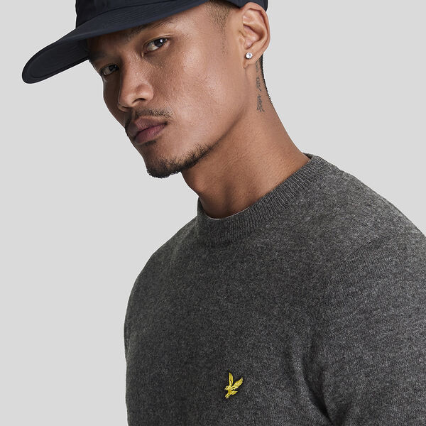 Lambswool Blend Crew Neck Jumper, charcoal marl Lambswool Blend Crew Neck Jumper, charcoal marl, Lyle & Scott