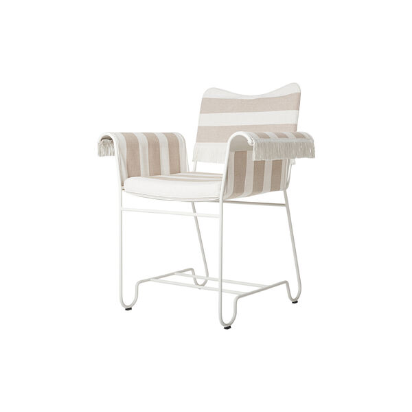 Tropique Dining Chair with Fringes, Leslie Stripe Limonta 40/classic white semi matt Tropique Dining Chair with Fringes, Leslie Stripe Limonta 40/classic white semi matt, GUBI