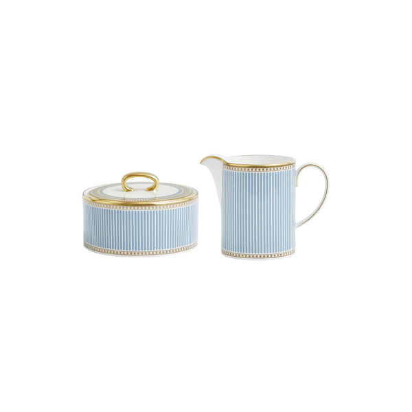 Heila Creamer and sugar bowl, light blue/white/gold, Wedgwood