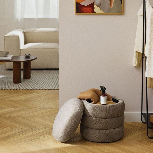Alto Pouf with Storage Space, woven taupe, Westwing Collection
