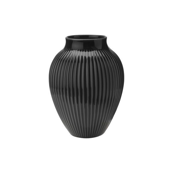 Knabstrup vase ripple, black Knabstrup vase ripple, black, Knabstrup Keramik